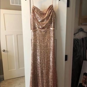 Christina Wu Formal Sequin Dress in Rose Gold